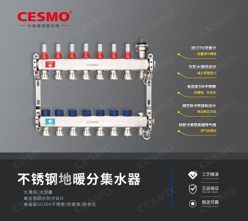 X1系列不銹鋼地暖分集水器（帶流量計(jì)...